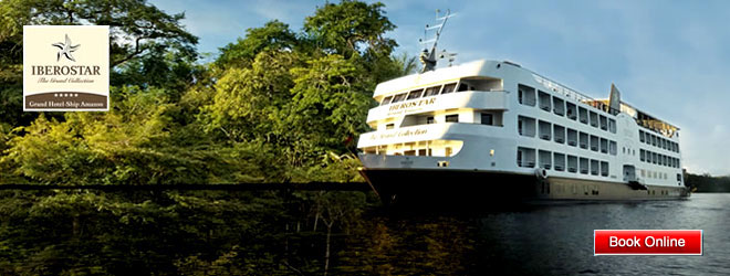 Расписание, цены, подробная информация и бронирование онлайн круизов на круизном судне 'Iberostar Grand Amazon', совершающем круизы по Амазонке из Манауса, Бразилия (откроется в новом окне)