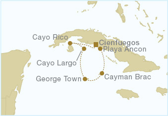 Маршрут 8-дневного круиза с Кубы на паруснике 'Star Flyer' от туроператора
