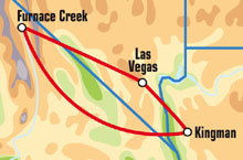 Маршрут (карта) тура "Las Vegas Death Valley Motorcycle Tour" ("Самое горячее место в Западном полушарии (Долина Смерти)")
