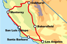 Маршрут (карта) тура "Yosemite / Sierra National Park Motorcycle Tour" ("Рай для байкеров")