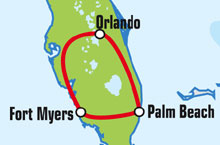 Маршрут (карта) тура "Orlando Florida Motorcycle Tour" ("Сердце Флориды" (По Флориде из Орландо))