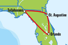 Маршрут (карта) тура "Orlando North Florida Motorcycle Tour" ("Сокровища Северной Флориды")