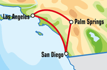 Маршрут (карта) тура "San Diego / Palm Springs Motorcycle Tour" ("Жемчужины Южной Калифорнии")