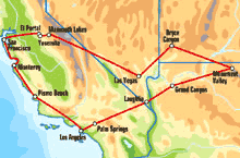 Нажмите для просмотра программы тура "Wild West" ("Дикий Запад"): краткое описание тура, расстояния, маршрут (карта)